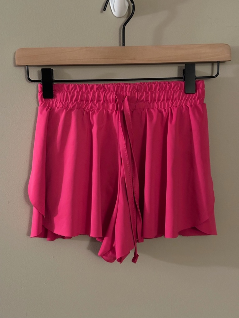 Active USA Hot Pink Ruffle-Overlay Drawstring Skort